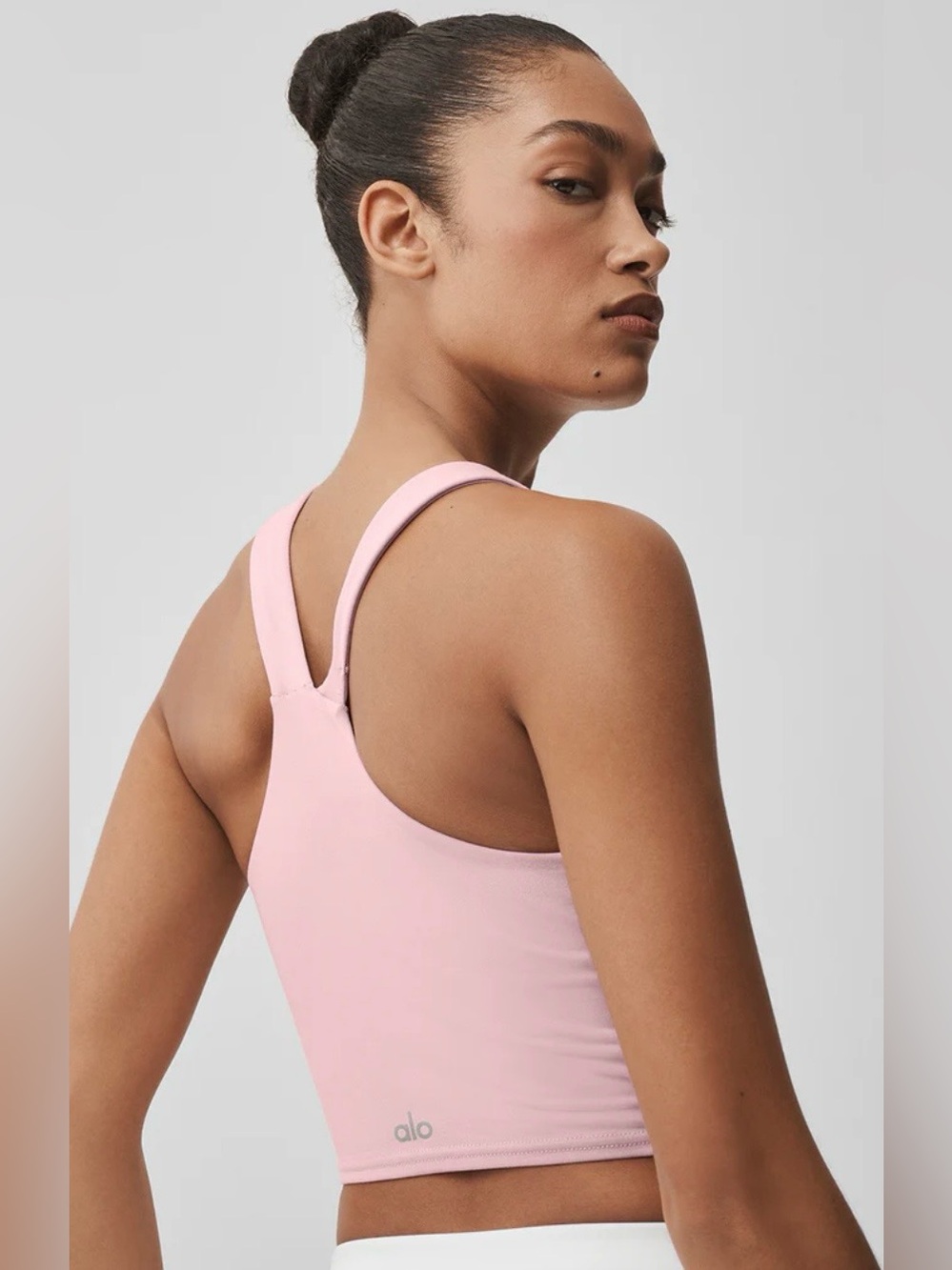 Alo Airbrush Real Bra Tank Racerback Cropped Sports Bra Top Vintage Pink XXS